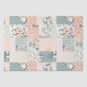 Papier Mousseline Motif vintage en écorce de fleurs - Pastel (1)