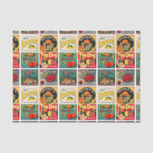 Papier Mousseline Motif vintage Étiquette de fruits