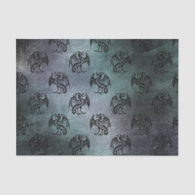 Papier Mousseline Motif vintage Grunge Dragon (Recto)