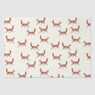 Papier Mousseline Motif Vintage moderne Red Fox sur ivoire
