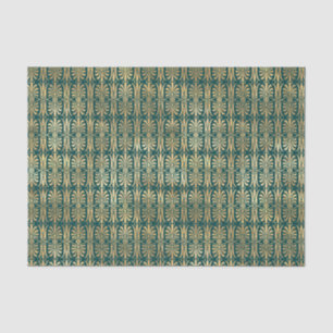 Papier Mousseline Motif vintage or et turquoise