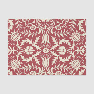 Papier Mousseline Motif vintage orange, rouge foncé,