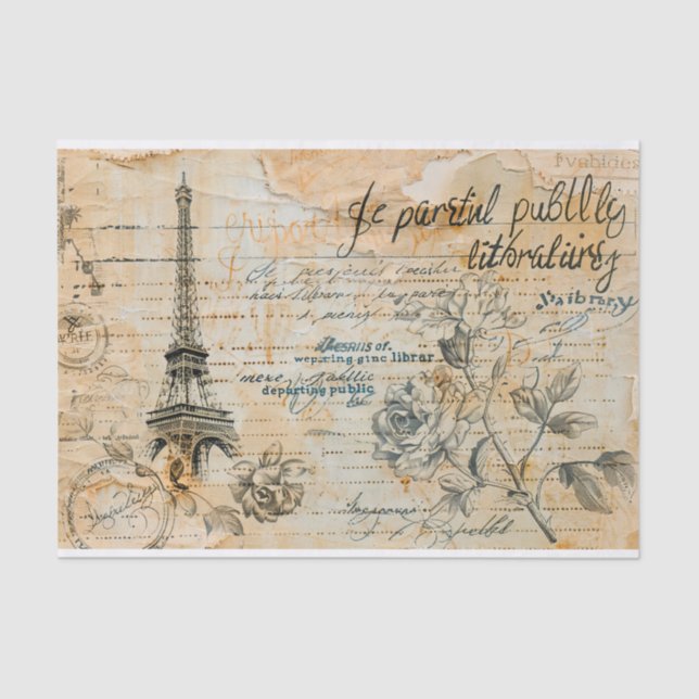 Papier Mousseline Motif vintage Paris Collage (Recto)