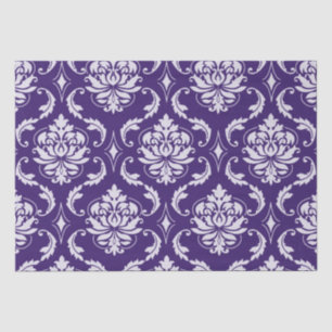Papier Mousseline Motif vintage pourpre et blanc foncé de damassé