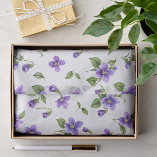 Papier Mousseline Motif Violettes Violettes