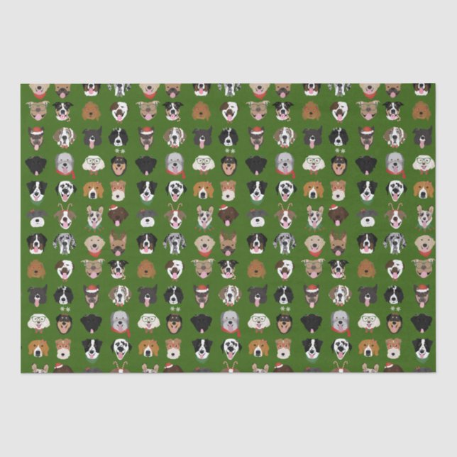 Papier Mousseline Motif visage chien de Noël (Recto)