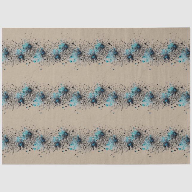 Papier Mousseline Motif Web Ephemera Blue Gothic Spider (Recto)
