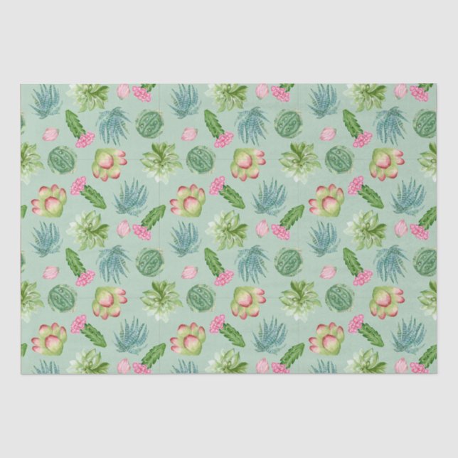 Papier Mousseline Motif Wild Cactus (Recto)