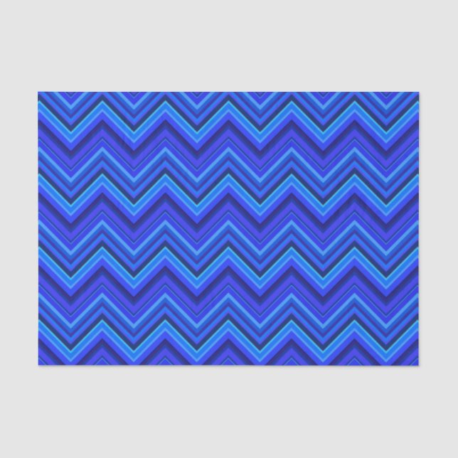 Papier Mousseline Motif zigzag rayures bleues (Recto)