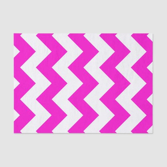 Papier Mousseline Motif Zigzag rose néon personnalisable (Recto)