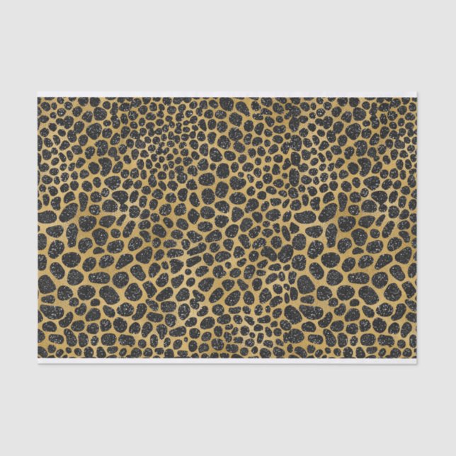 PAPIER MOUSSELINE MOTIFS BLACK & GOLD LEOPARD (Recto)