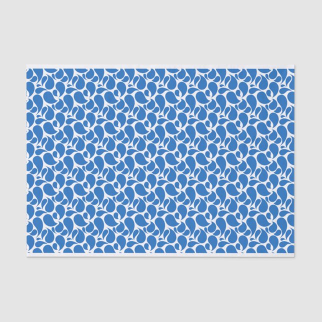 PAPIER MOUSSELINE MOTIFS BLUE & WHITE PAISLEY (Recto)