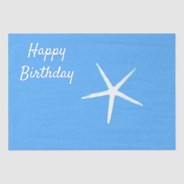 Papier Mousseline Motifs de Starfish Joyeux Anniversaire bleu marine (Recto)