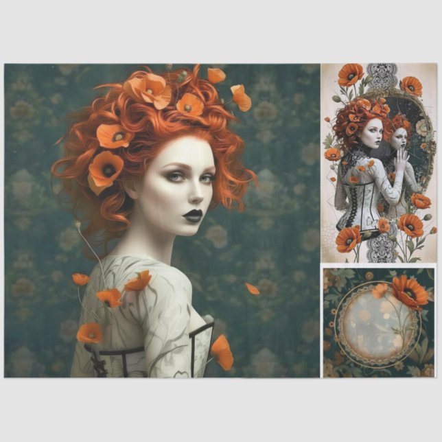 Papier Mousseline Motifs gothiques poétiques pour découpage  (Recto)