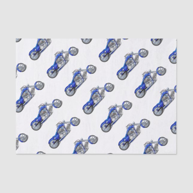 Papier Mousseline Moto 1 - Bleu (Recto)