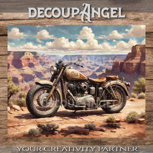 Papier Mousseline Moto vintage garé dans le Grand Canyon #1