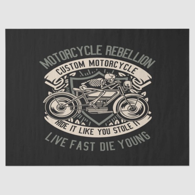 Papier Mousseline Motocyclette Rebel du crâne (Recto)
