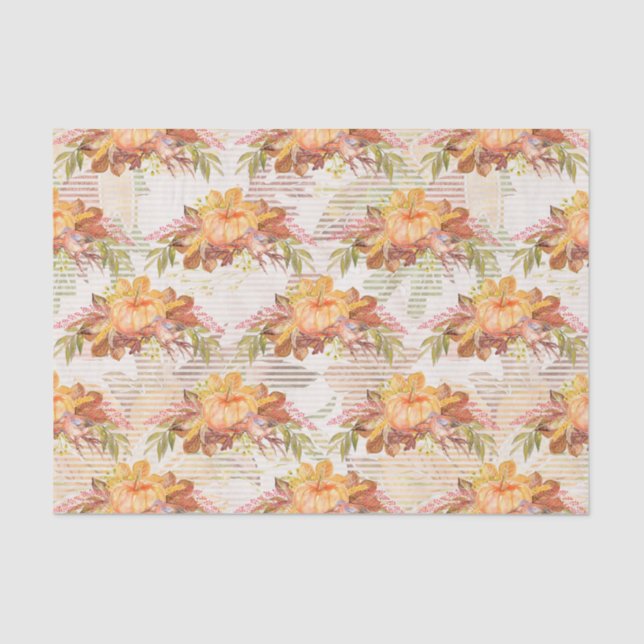 Papier Mousseline Motoneige saisonnière automne tissu citrouille (Recto)