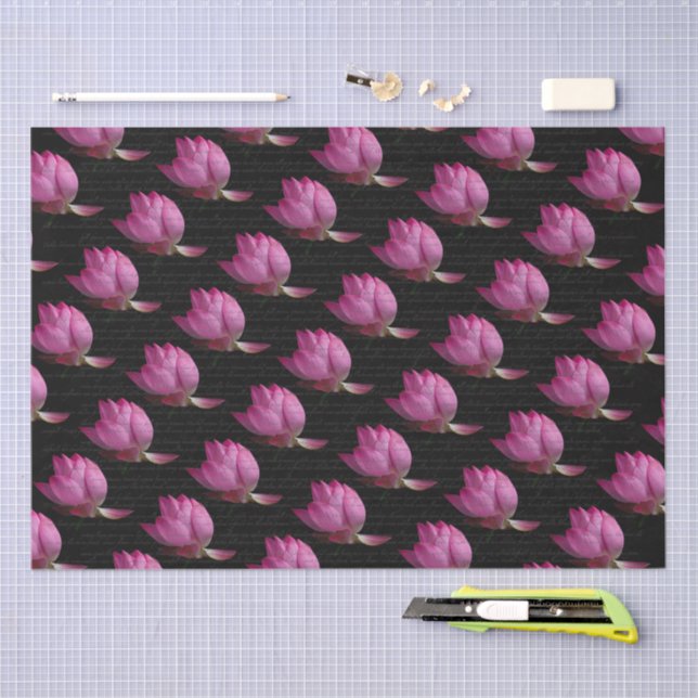 Papier Mousseline Mots sur Lys roses (Artisanat)