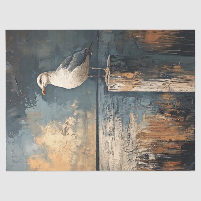 Papier Mousseline Mouette de mer sur une peinture à l'huile post déc (Recto)