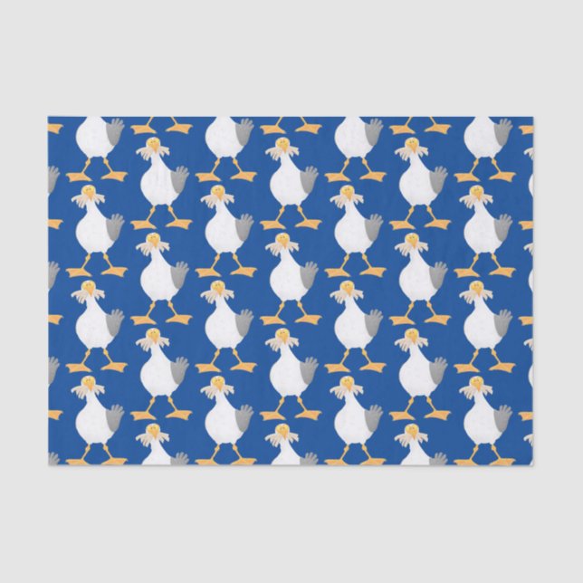 Papier Mousseline Mouette drôle avec frites dessin animé (Recto)