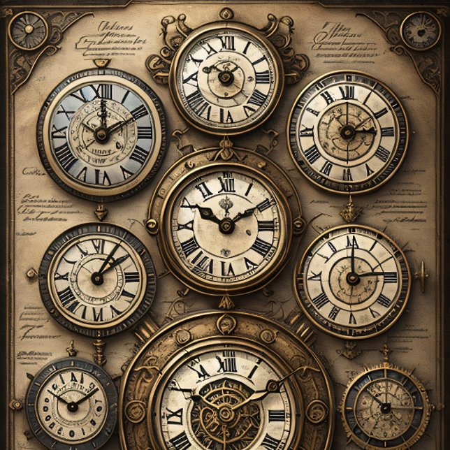 Papier Mousseline Mousseline Clocks and map Tissue paper Decoupage (Créateur téléchargé)