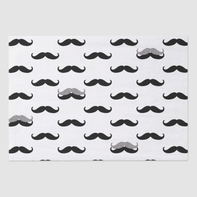 Papier Mousseline Moustache noire et blanche (Recto)