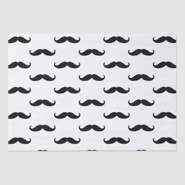 Papier Mousseline Moustache noire et blanche (Recto)
