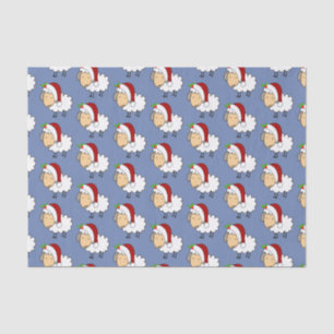 Papier Mousseline Mouton de Noël portant un chapeau de Père Noël