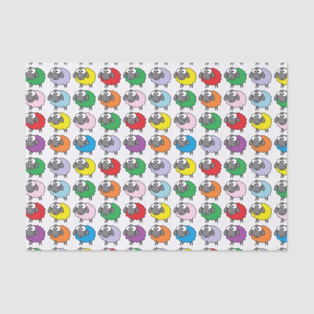 Papier Mousseline Moutons d'arc-en-ciel (Recto)