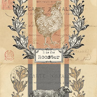 Moutons d'élevage et coq Vieille carte postale Déc