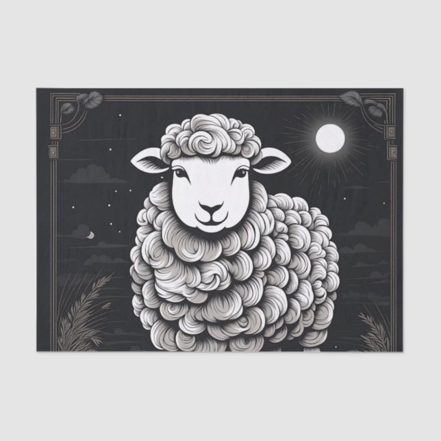 Papier Mousseline Moutons Fluffants Noir Et Blanc (Recto)