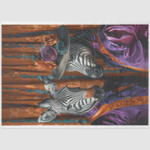 Papier Mousseline Mr & Mrs Zebra Purple Coloured Decoupage