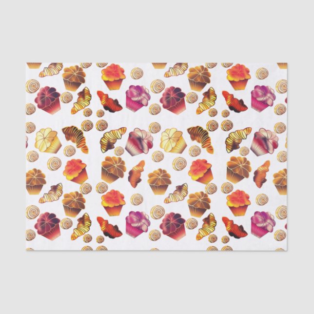 Papier Mousseline Muffins mignons, croissants et rouleaux de cannell (Recto)