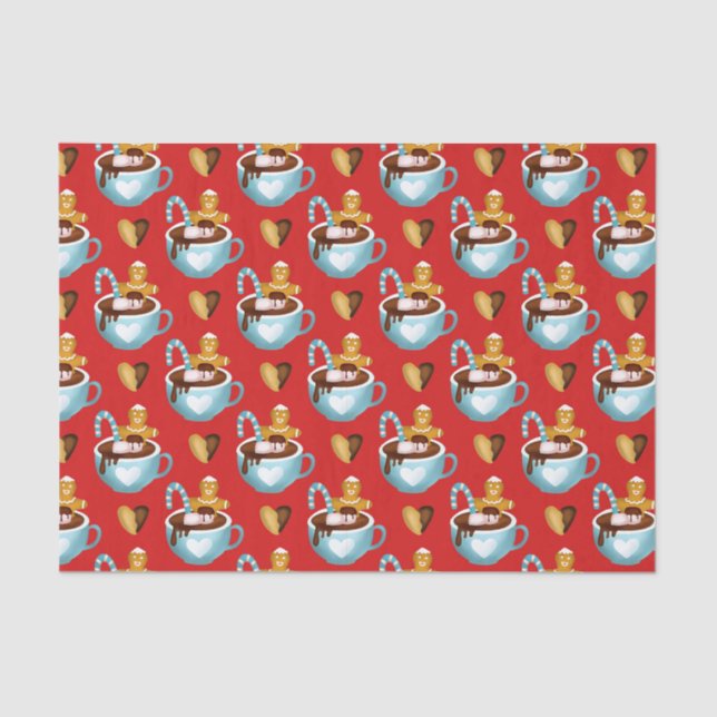 Papier Mousseline Mugs de Noël au chocolat chaud et biscuits (Recto)