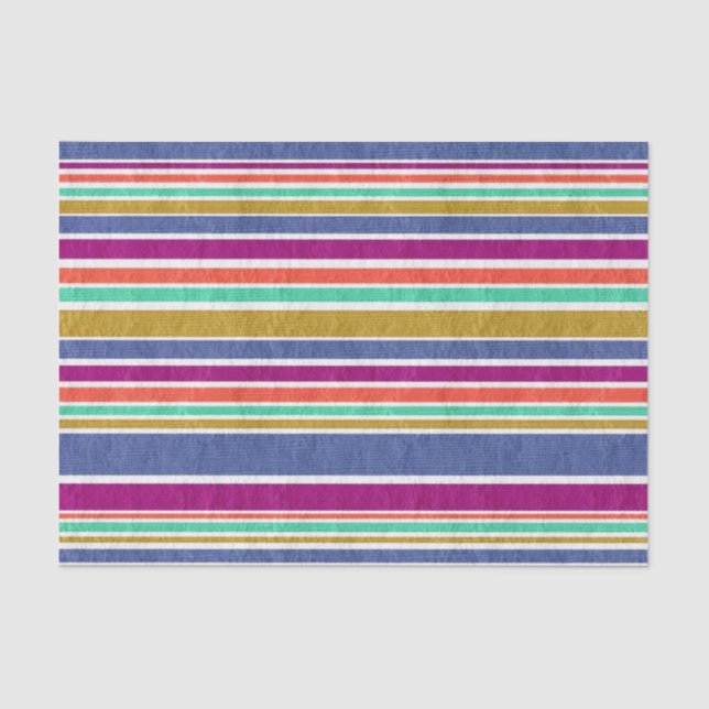 Papier Mousseline Multi-Colored Textile Stripes (Recto)