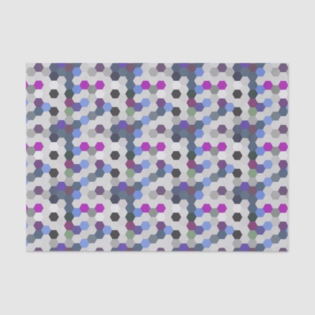 Papier Mousseline Multi Hexagons violet sans fil (Recto)