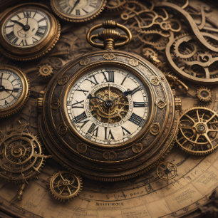 Papier Mousseline Multiple Clocks and pocket watches v2 Tissue paper