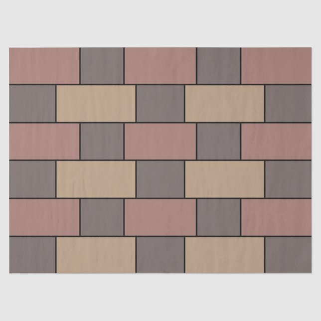 Papier Mousseline Mur de briques gris pêche rose (Recto)