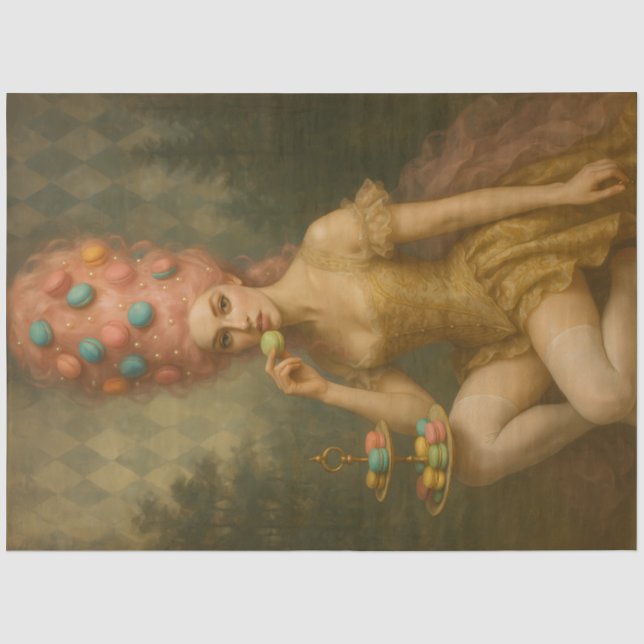 Papier Mousseline Muse de la Confection Dorée – Macaron Rococo Décou (Recto)