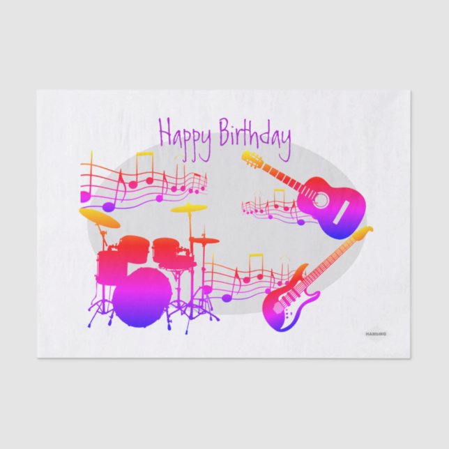 Papier Mousseline Musicien Graphique Cadeau Tissu Design HAMbyWG (Recto)