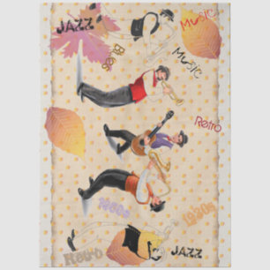 Papier Mousseline Musiciens de jazz Musique rétro Blues Vintage Art
