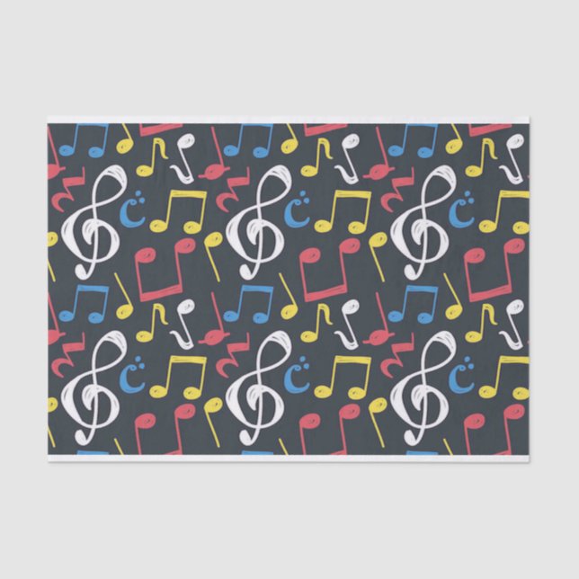 Papier Mousseline Musique colorée note musicienne Motif (Recto)
