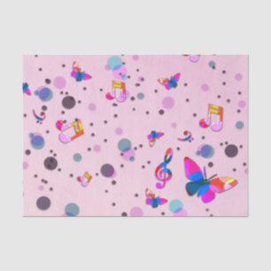 Papier Mousseline Musique de danse des couleurs sur rose