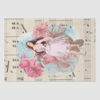 Papier Mousseline Musique de feuille féerique vintage florale de