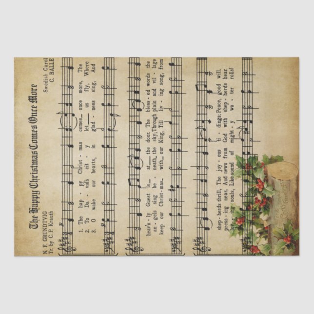 Papier Mousseline Musique de Noël (Recto)