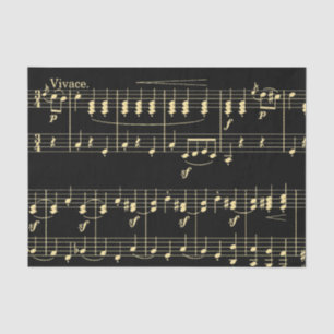 Papier Mousseline Musique d'or en noir