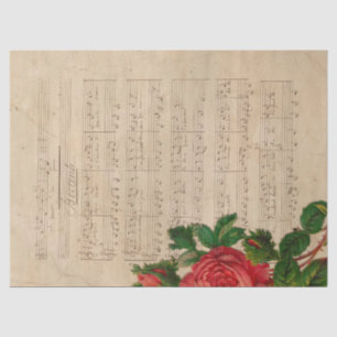 Papier Mousseline Musique et Rose 12