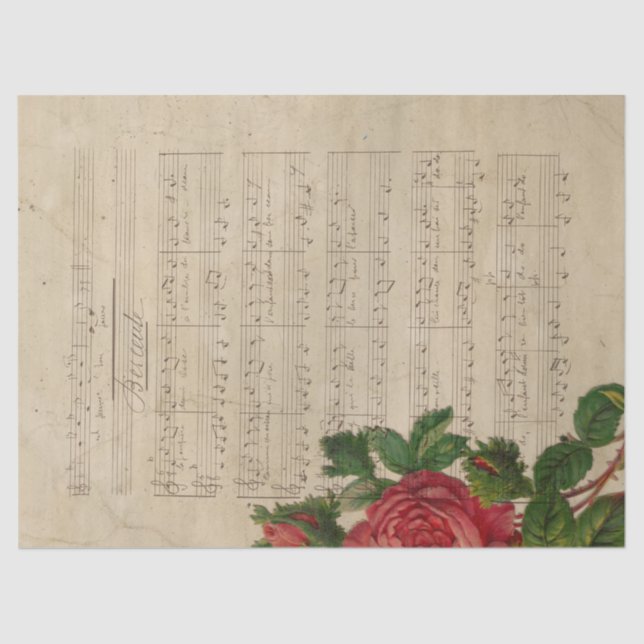 Papier Mousseline Musique et Rose 12 (Recto)