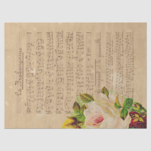 Papier Mousseline Musique et Rose 13